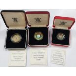 GB £2 silver proof 1998, £1 silver proof piedfort 2000, £2 silver proof piedfort, 1997