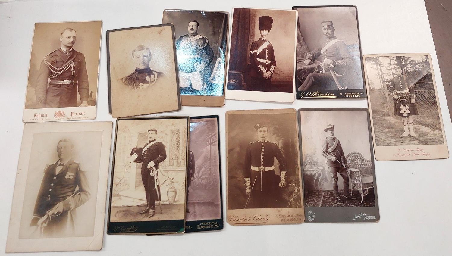 10 cabinet portrait photographs of men in uniform