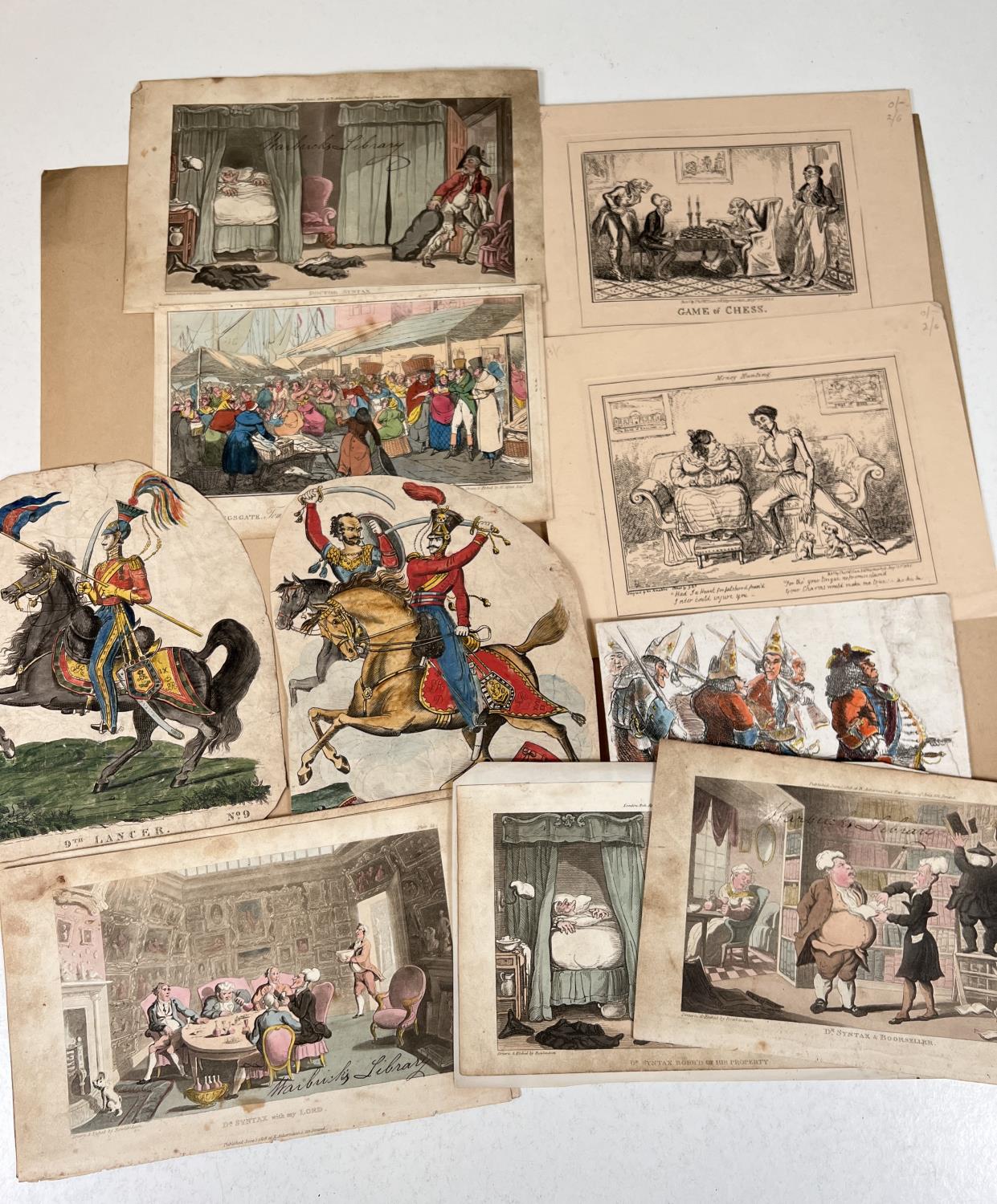 ROWLANDSON -  Dr Syntax print hand coloured a group of other 19th century prints - Image 2 of 2
