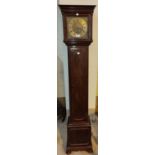 A mahogany cased, brass dial, granddaughter clock with chiming movement.