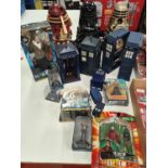 DOCTOR WHO: Dr Who figures in original packaging, 3 large Darleks, various Tardis models etc