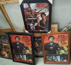 A collection of Scarface framed pictures of Al Pacino, others etc