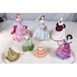 Coalport: Four full size figurines, '#Ladies of Fashion 'Christina', 'Carol', Sentiments 'Birthday