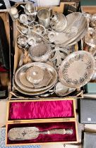 A selection of silver plate and boxed cutlery