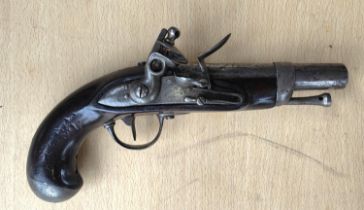 A French Police flintlock pistol, signed on lock plate, length 23.5cm