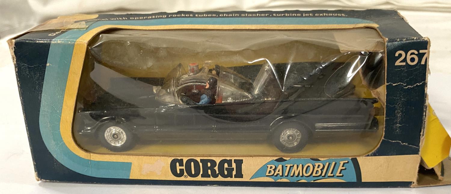 Corgi Batman 267 Batmobile in box (a.f tabs off etc) and a loose Corgi 1960 Batmobile - Image 3 of 4