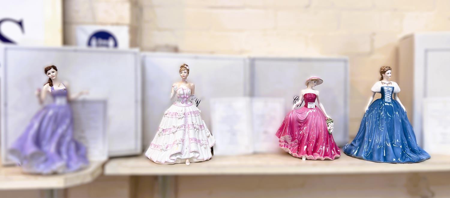 Coalport: Four limited edition boxed figurines 'Summer Rose' 341/7500, 'Perfect Rose' 3320/9500 and