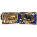 Corgi DC comics, 1/16th scale models in boxes 'Batcycle' and 'The Robin Cycle' (boxes worn)