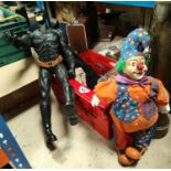 A large figure of Batman, height 80cm approx. A Clown, other toys and collectables etc