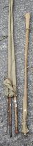 A vintage Salmon fishing rod signed J.J.S Walker Bamfton Alnwick No 15585 and a vintage Hardy rod