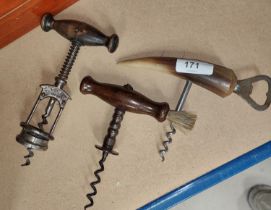 Three vintage corkscrews