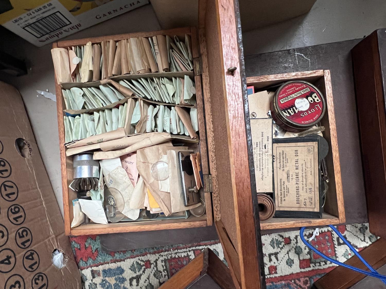 A very large selection of watch makers parts, tools, watch glasses, boxed from deceased watch makers - Image 3 of 8