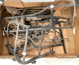 A selection of sheep shears, wrought metalware etc