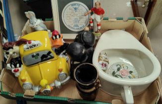 A collection of various decorative china, Sylvester and Tweety Cookie jar etc