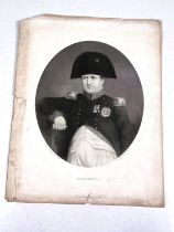 NAPOLEON a 19th century portrait engraving, oval, 23x19cm another 4 other prints