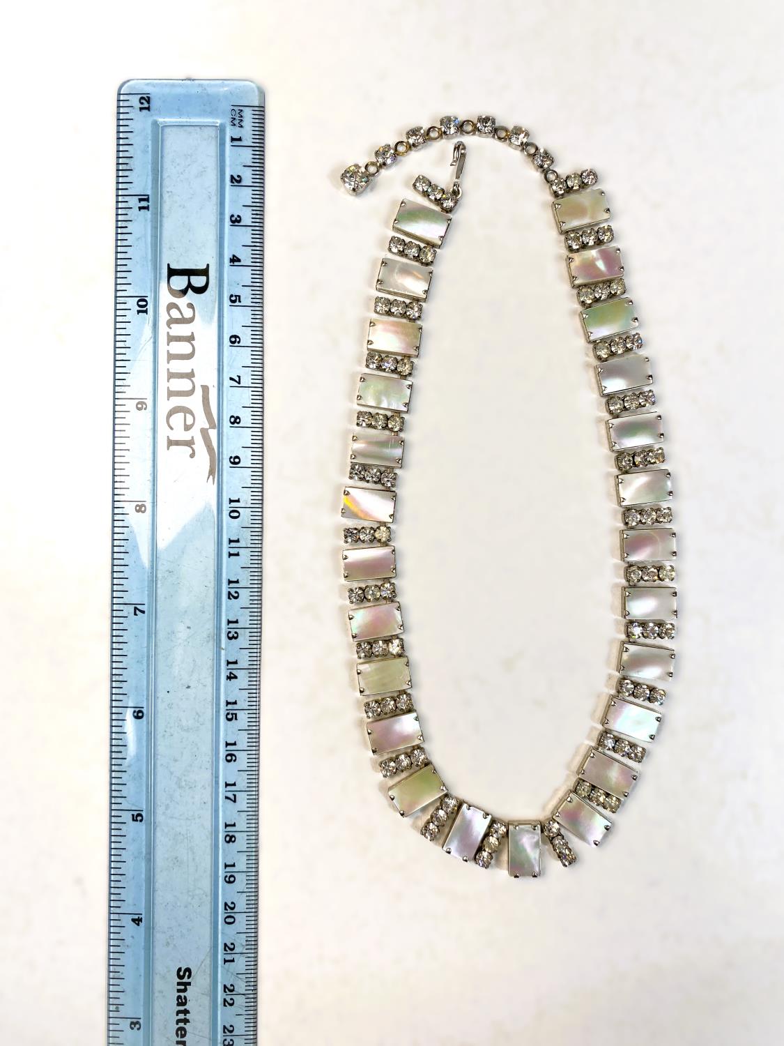 A mid 20th century cocktail necklace formed from rectangular pieces of mother of pearl, each - Image 2 of 4