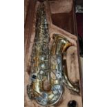 A Yamaha Yas23 Alto Saxophone in box gilt with Mother of Pearl effect buttons