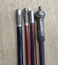 An early 20th century Royal Engineers swagger stick, Liverpool Scottish King's swagger stick and