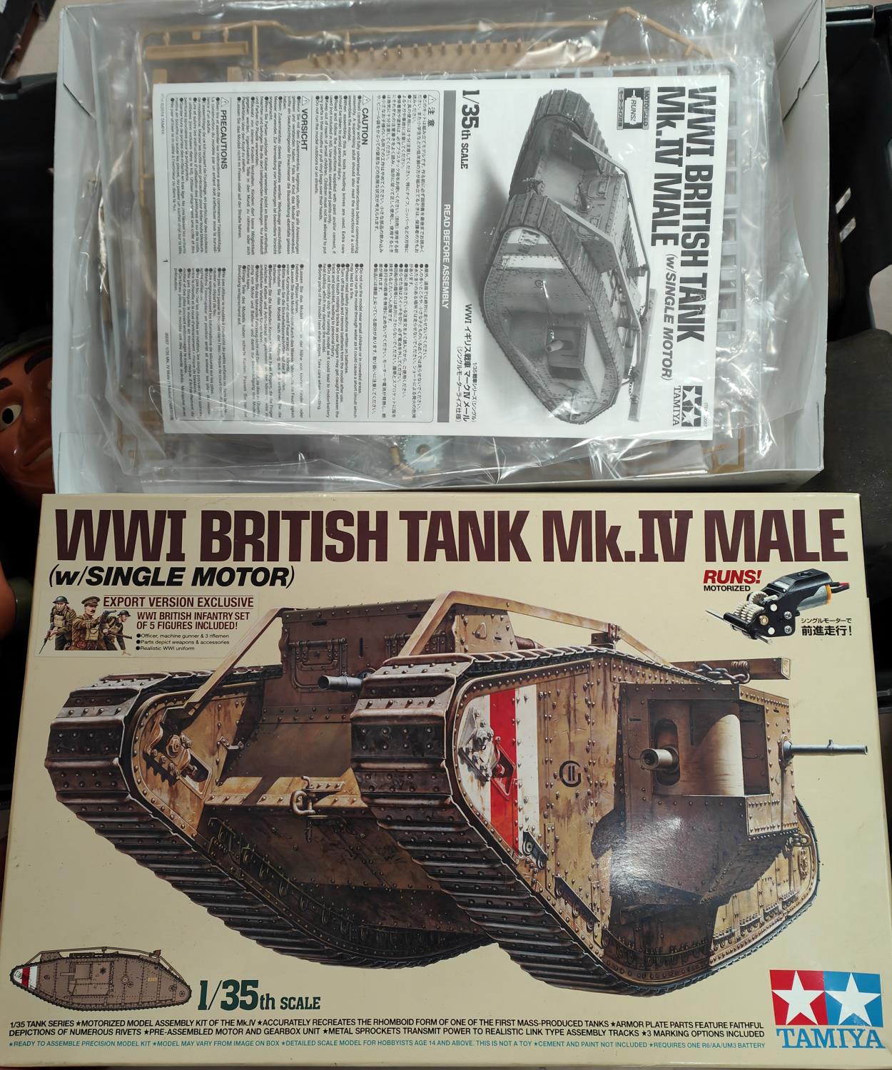 A boxed and sealed interior Tamiya 1/35th scale model kit of a WWI British Tank, MK.IV male single - Image 2 of 2