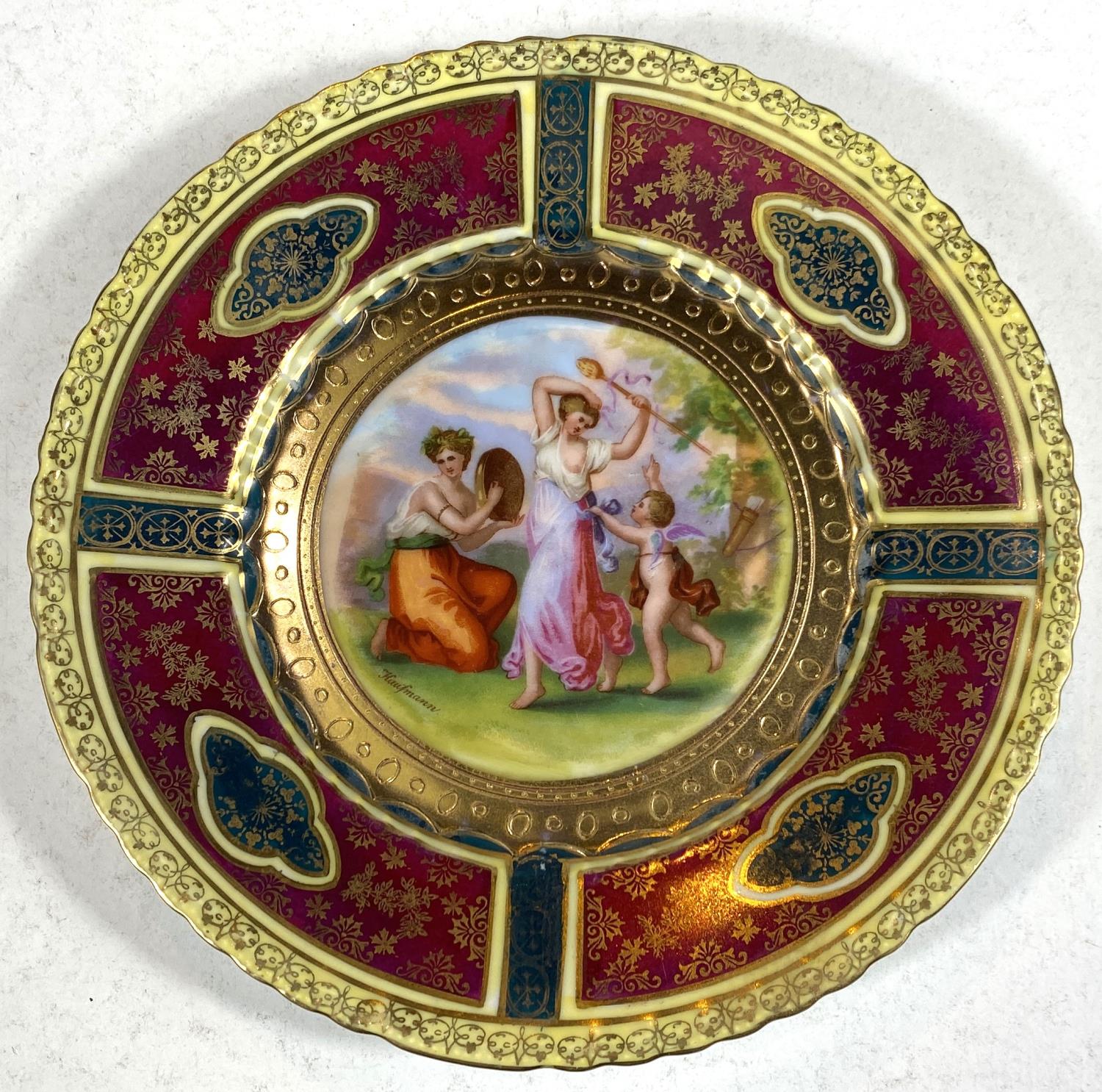 A Royal Worcester gilt decorated dessert plate, a davenport plate blue and gilt with jewelled border - Image 2 of 7