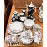 A Royal Albert "Night and Day" 15 piece coffee set ; a "Melba" 1930s art deco dinner and tea service