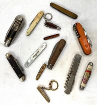 A selection of early 20th century pocket knives and other later examples