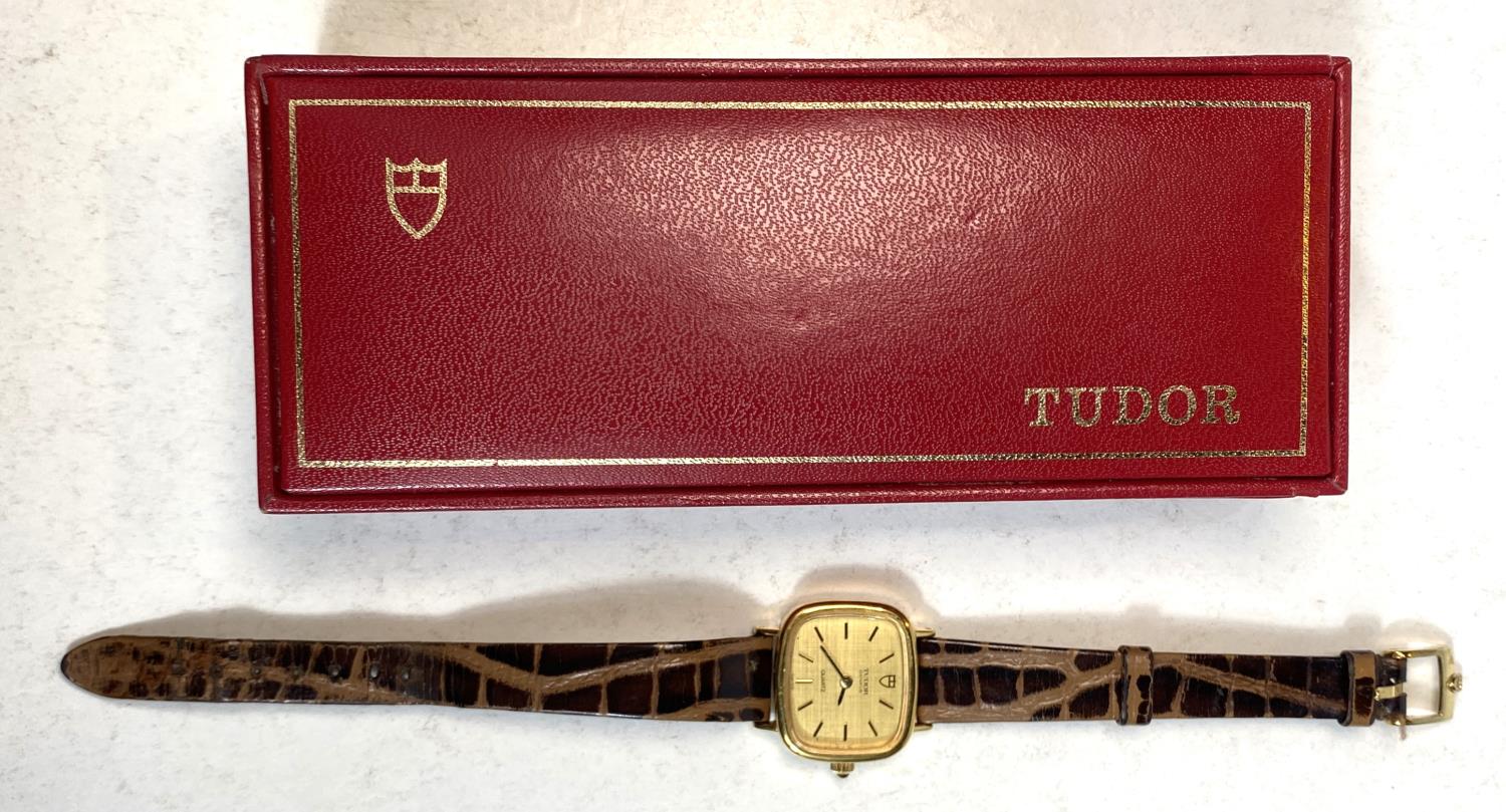 A ladies "Tudor" wristwatch on leather strap with Quartz movement in original box - Image 3 of 6