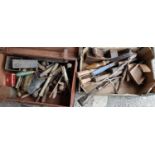 A collection of vintage planes, tools etc
