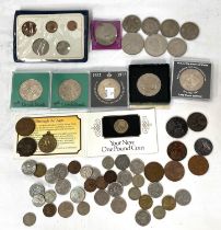 A selection of mixed GB decimal and pre decimal coins including crowns