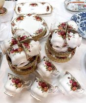 A Royal Albert Old Country Roses 12 setting tea service with 12 cups, 12saucers, 12 small side