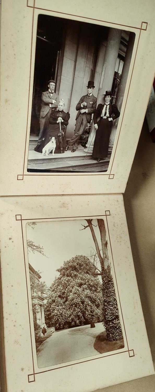 A MOST INTERESTING COUNTRY ESTATE photograph album to include images of skeletons, bicycle riders, a - Image 3 of 9
