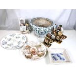 A Queen Victoria diamond Jubilee dish and other ceramics including modern Chinese planter etc