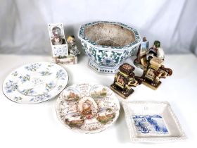 A Queen Victoria diamond Jubilee dish and other ceramics including modern Chinese planter etc