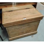 A small stripped pine bedding box ; a 19th century oak bedding box