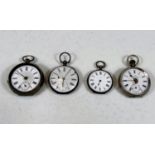 Four white  metal cased gent's pocket watches (a.f.)