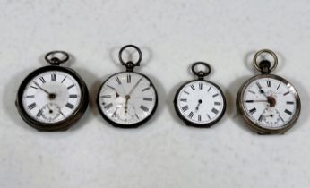 Four white  metal cased gent's pocket watches (a.f.)