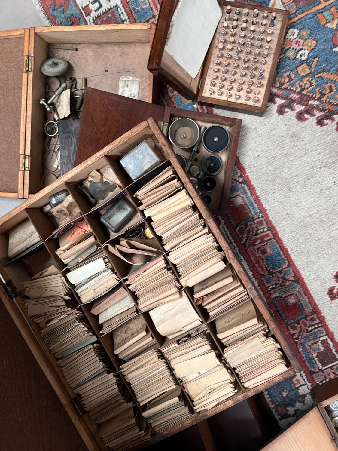 A very large selection of watch makers parts, tools, watch glasses, boxed from deceased watch makers - Image 6 of 8