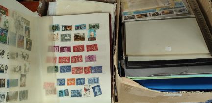 A collection of Europe and World stamps loose and in stock books; a collection of Commonwealth