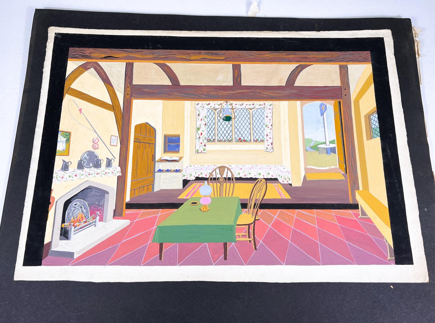 LAMBERT SMITH (British 20th century) - gouache on paper , theatre set design for flare path (Terence - Image 2 of 6