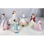 Royal Worcester: six ceramic figures Limited Edition 'Rosie Picking Apples', 'Masquerade', '
