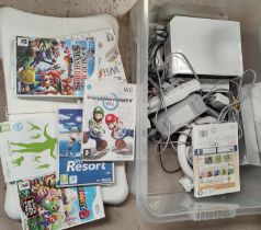 A Nintendo Wii and a collection of games