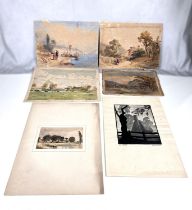 THOMAS LEESON ROWBOTHAM- water colour Italian lake scene ,signed and dated 1856 and 7 other water