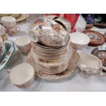 A 1930's gilt part tea set decorated with Crinoline ladies, approx. 35 pieces