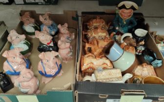 A collection of Nat West Piggy Banks and various ceramics