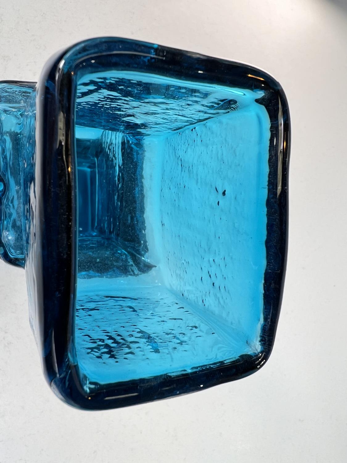 Whitefriars designed by Geoffrey Baxter 'Drunken Bricklayer' Kingfisher blue glass vase, Model 9672, - Image 3 of 4