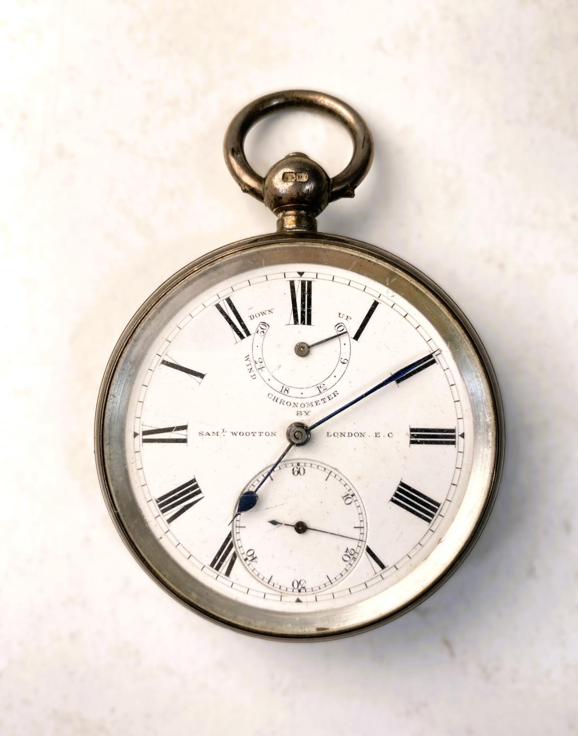 An open faced key wound gent's silver cased chronometer / pocket watch by Sam Wooton, London - Image 2 of 5