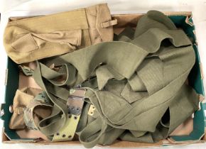 A selection of military canvas webbing, belts etc