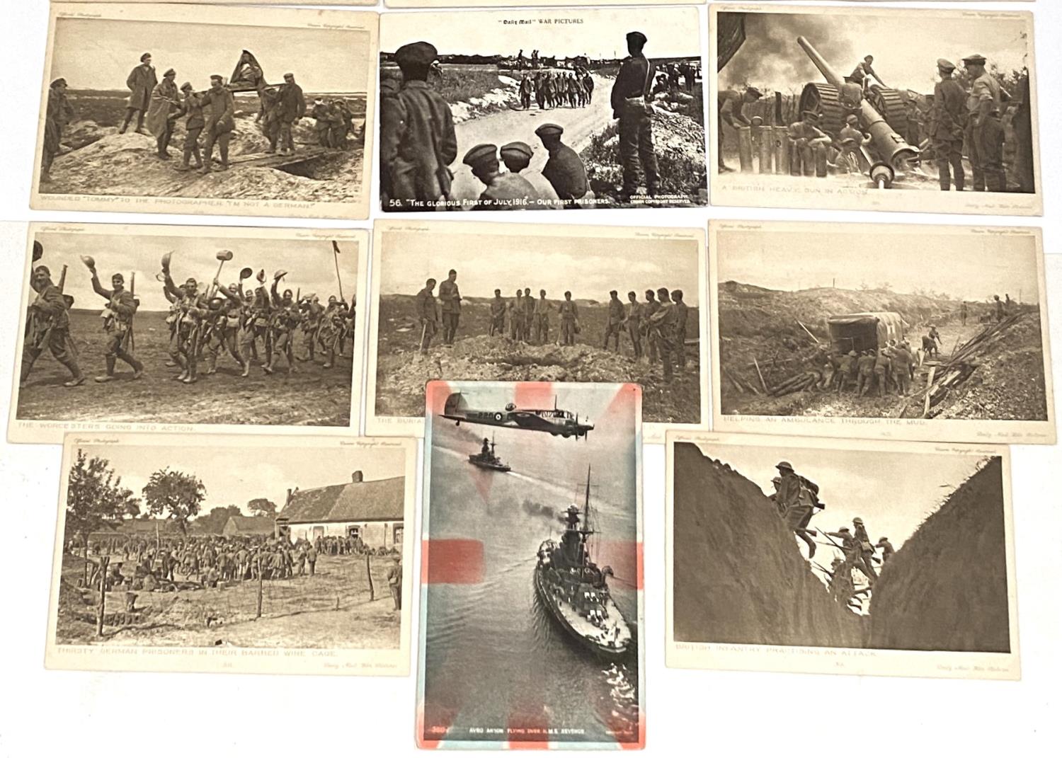 A small collection of WWI & WWII  period post cards, cannons, ships and small selection of - Image 3 of 4