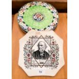A William Gladstone commemorative plate by Wallis Gimson, other plates