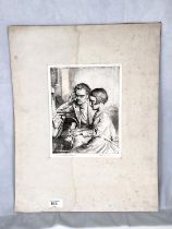 WILL C PENN -etching The Music lesson 22x17cm signed another by Nathaniel Sparks and 3 other prints